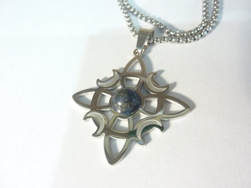 Collier pendentif noeud de sorcière (Wiccan) Lapis lazuli