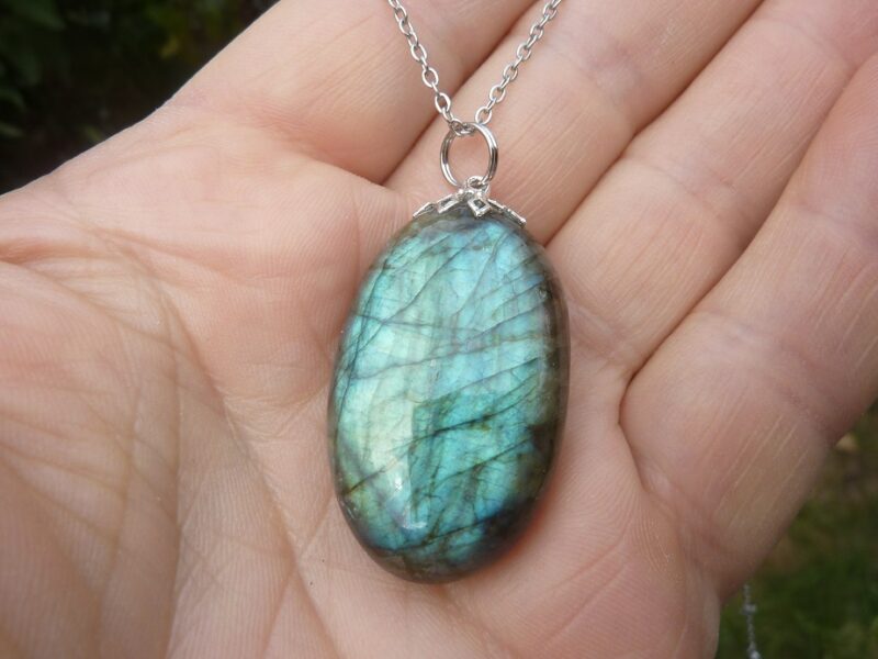 Collier pendentif Labradorite GG 1208 + chaine acier inoxydable 50 cm – Image 3