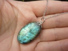 Collier pendentif Labradorite GG 1208 + chaine acier inoxydable 50 cm