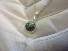 Pendentif Séraphinite argent 925 + chaine acier inoxydable 45 cm