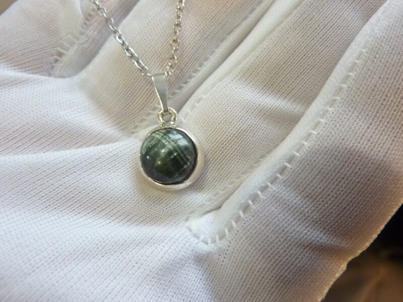 Pendentif Séraphinite argent 925 + chaine acier inoxydable 45 cm