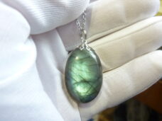 Collier pendentif Labradorite GG 2108 + chaine acier inoxydable 50 cm