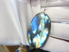 Collier pendentif Labradorite GG 3508 + chaine acier inoxydable 50 cm