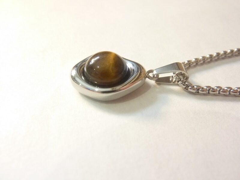 Coller pendentif Œil de Tigre acier inoxydable