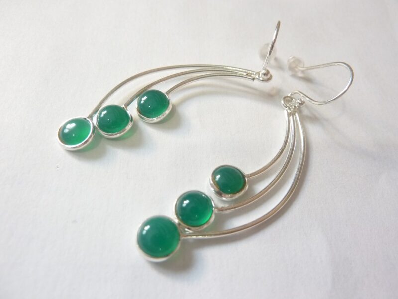 Boucles d'oreilles Aventurine verte argent 925