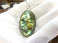 Collier pendentif Labradorite GG 3608 + chaine acier inoxydable 50 cm