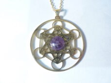 Pendentif cube de Métatron-Améthyste ref Or
