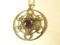 Pendentif cube de Métatron-Améthyste ref argent