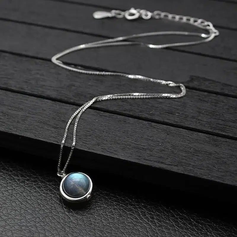 Collier pendentif Labradorite argent 925 chaine 44 cm