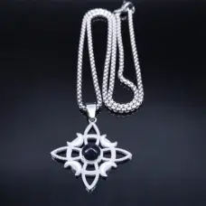Collier pendentif noeud de sorcière (Wiccan) Spinelle noir