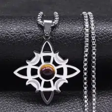 Collier pendentif noeud de sorcière (Wiccan) Oeil de tigre