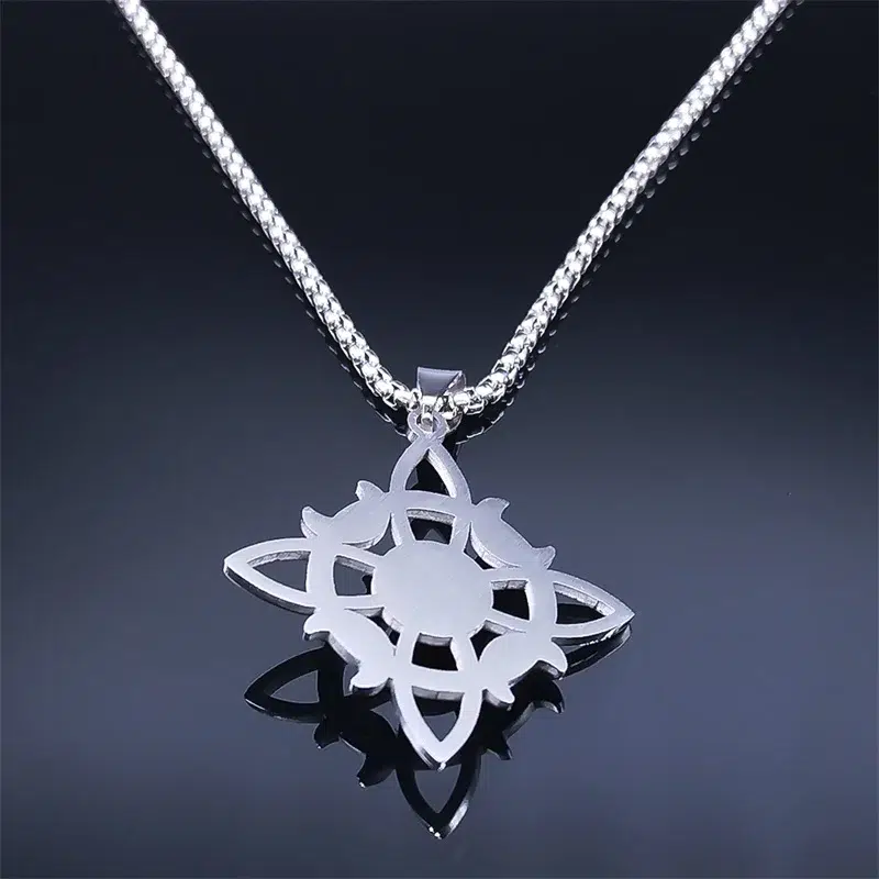 Collier pendentif noeud de sorcière (Wiccan) Oeil de tigre 