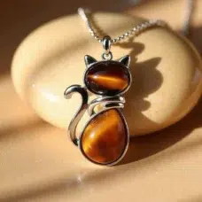 Pendentif Chat en Œil de Tigre