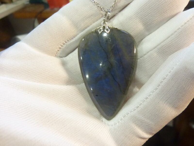 Collier pendentif Labradorite GG 7309 + chaine acier inoxydable 50 cm