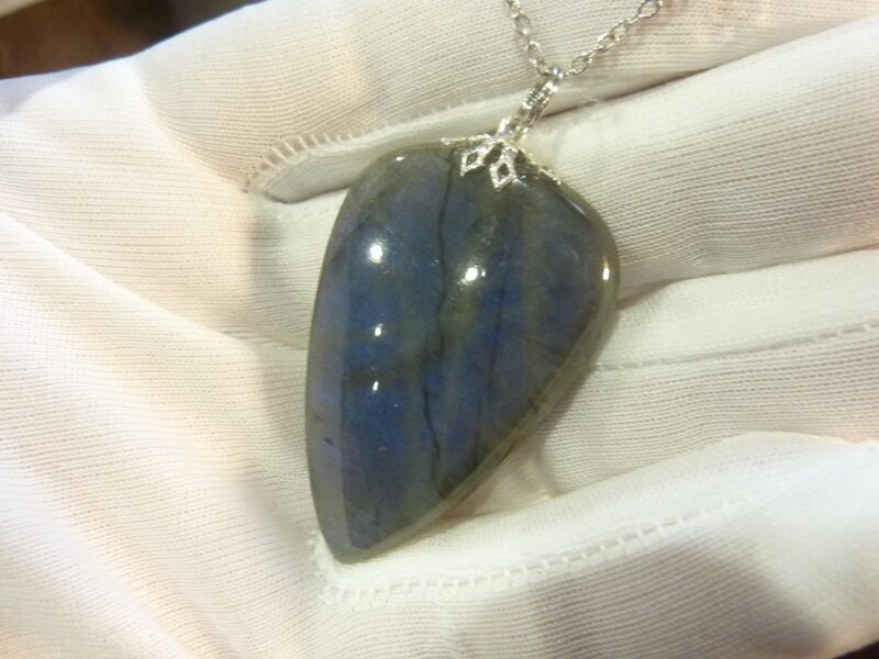 Collier pendentif Labradorite GG 7309 + chaine acier inoxydable 50 cm
