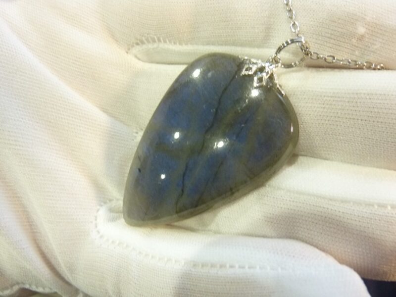 Collier pendentif Labradorite GG 7309 + chaine acier inoxydable 50 cm