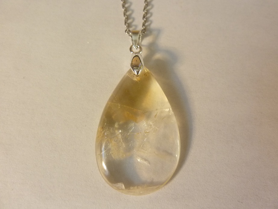 Pendentif citrine argent 925 GG 0509 + chaine acier inoxydable 60 cm