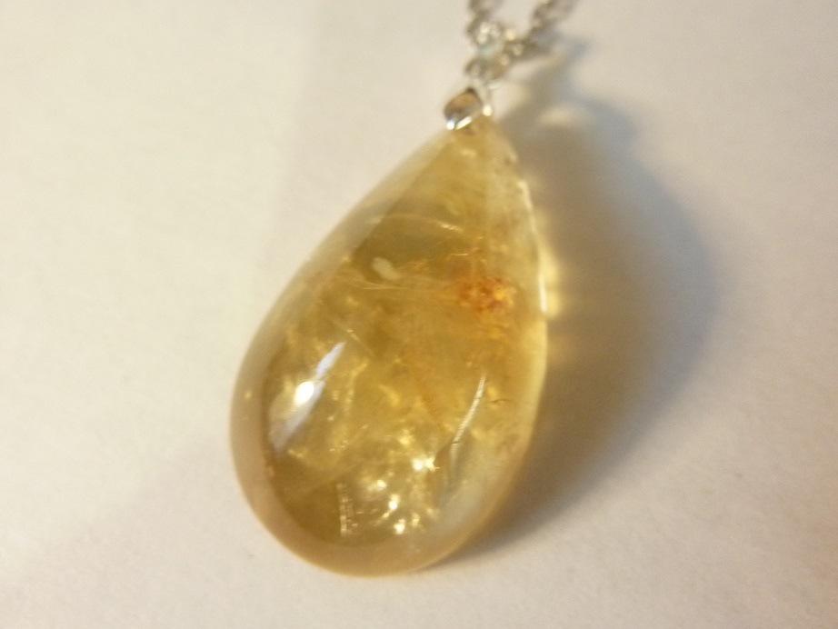 Pendentif citrine argent 925 GG 3509 + chaine acier inoxydable 60 cm