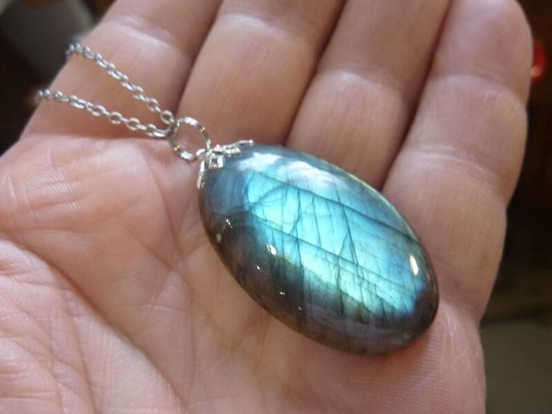 Pendentif Labradorite GG 0809 + chaine acier inoxydable 50 cm