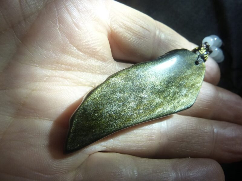 Pendentif Obsidienne dorée
