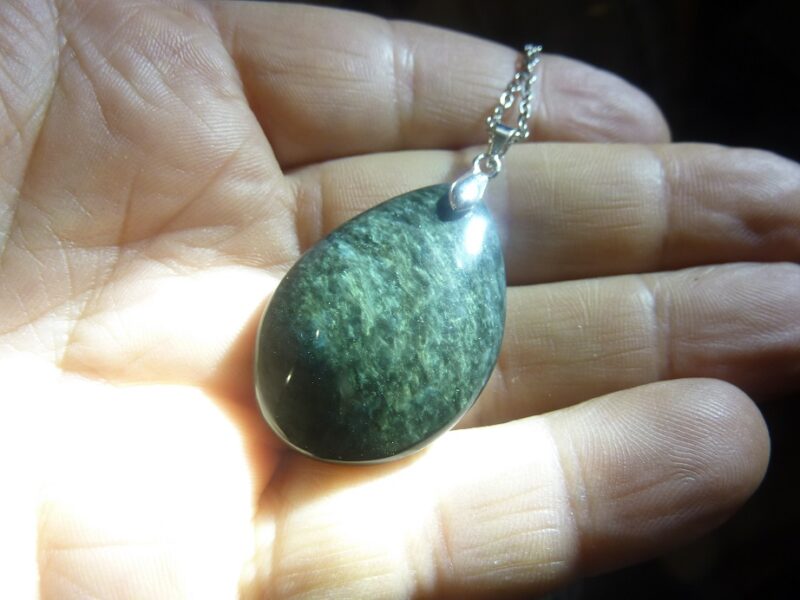 Pendentif Obsidienne mentogochol ( Manta huichol ) argent 925 GG 1809
