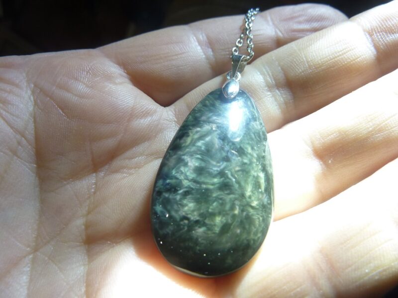Pendentif Obsidienne mentogochol ( Manta huichol ) argent 925 GG 1909