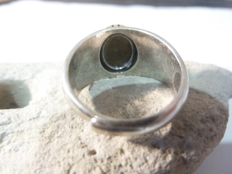 Bague réglable Obsidienne dorée monture argent 925