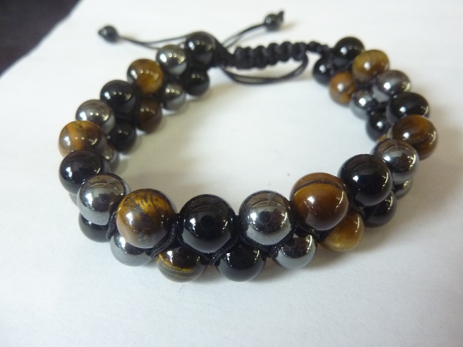 Bracelet Oeil De Tigre Poignet Droit Ou Gauche Bracelet Oeil de tigre-obsidienne oeil céleste-hématite-perles rondes 6mm