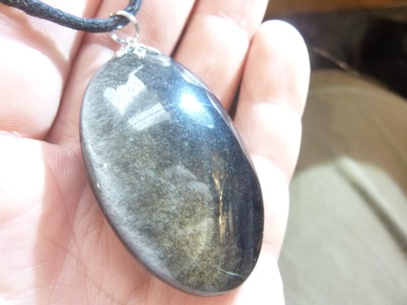 Pendentif Obsidienne argentée