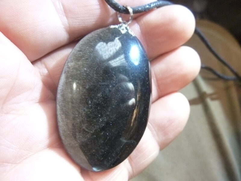 Pendentif Obsidienne argentée
