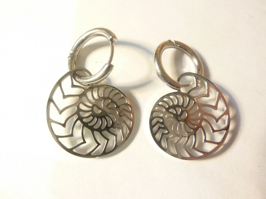 Boucles d'oreilles Ammonite acier inoxydable ref argenté
