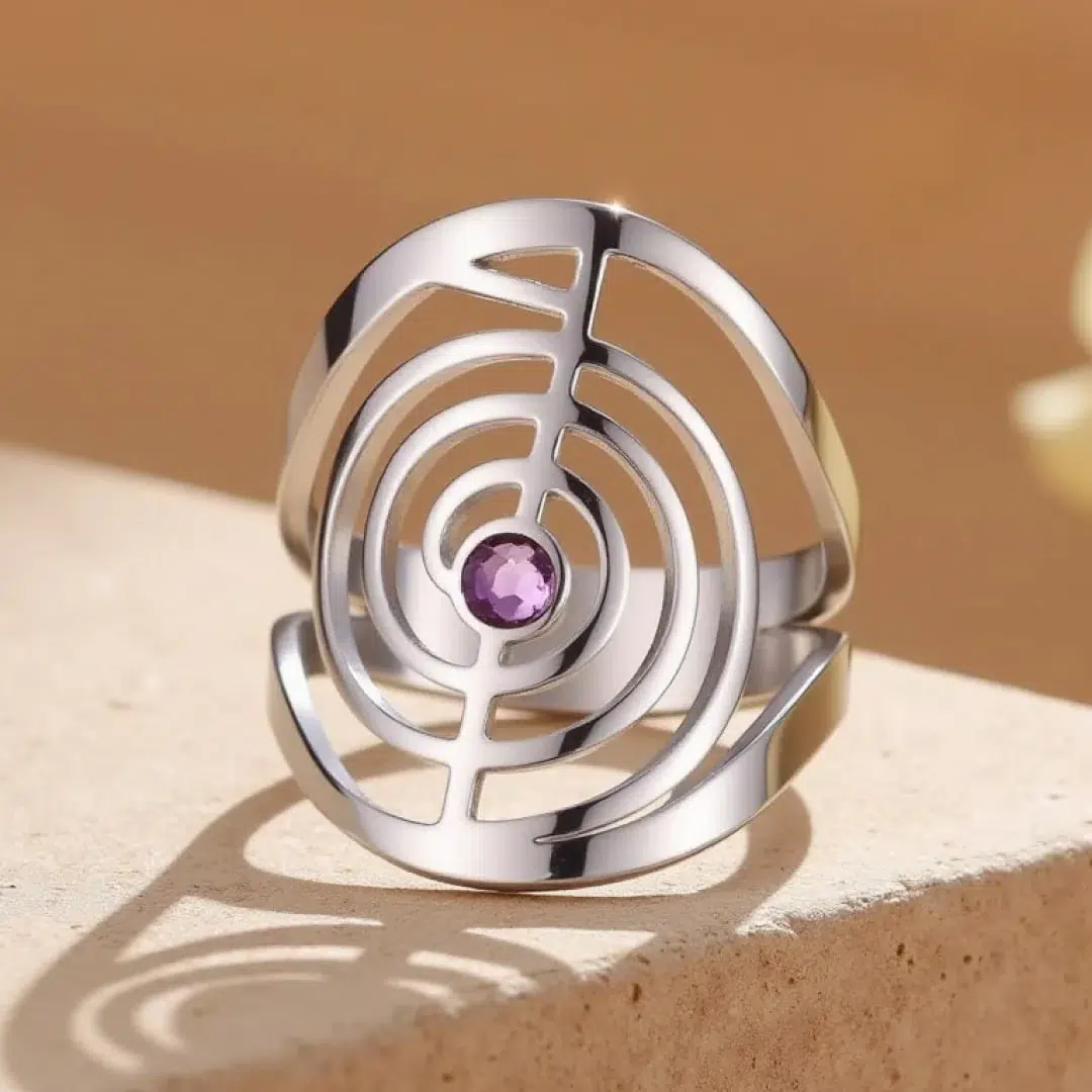 Bague ajustable ChoKuRei - Reiki ref Argent