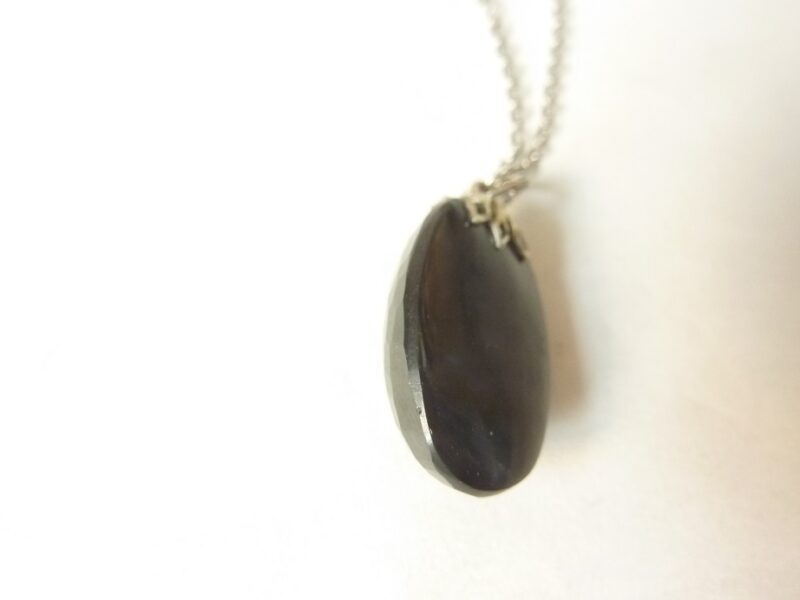Pendentif Spinelle noir à facettes GG 0210 + chaine acier inoxydable 50 cm
