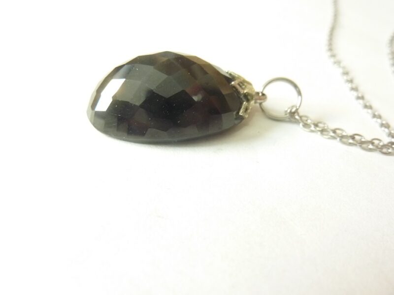 Pendentif Spinelle noir à facettes GG 0210 + chaine acier inoxydable 50 cm – Image 4