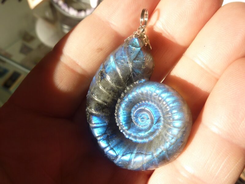 Pendentif amonite Labradorite spécial pour thérapeute 22 gr GG 4710