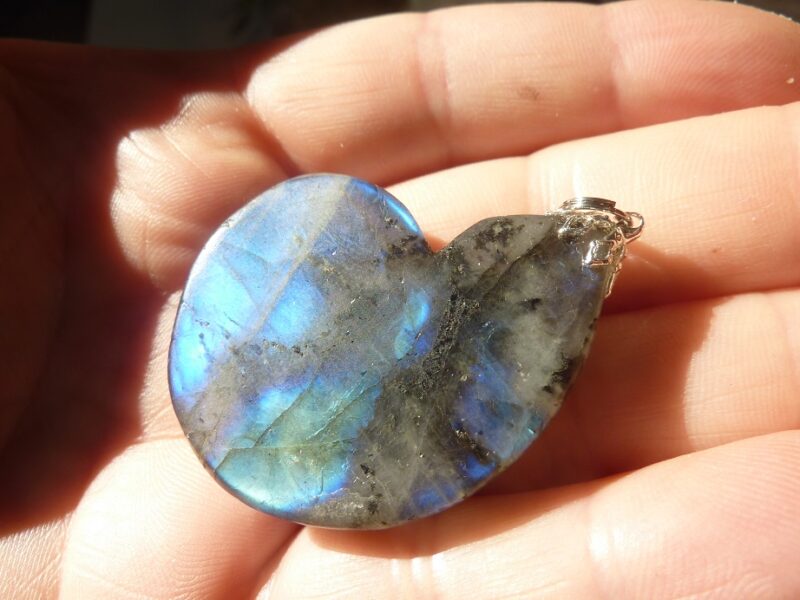 Pendentif amonite Labradorite spécial pour thérapeute 22 gr GG 4710