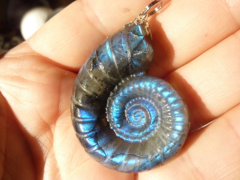 Pendentif amonite Labradorite spécial pour thérapeute 22 gr GG 4710