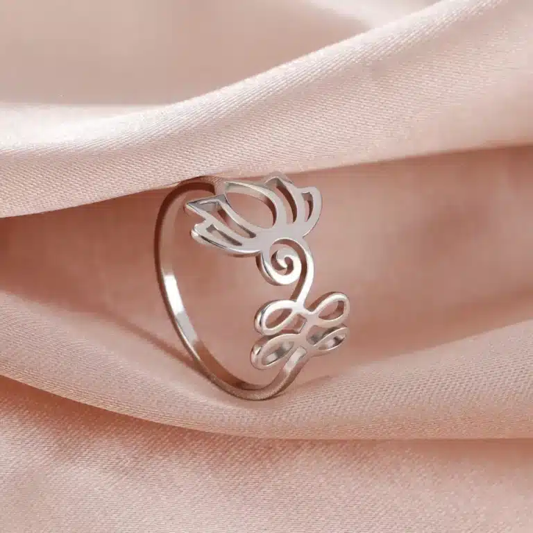Bague fleur de Lotus Unalome Taille 59 ref argent