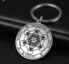 Porte-clés  cube de Métatron ref argent