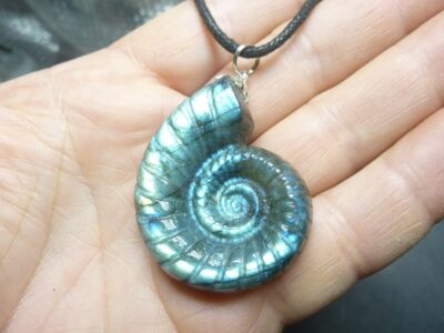 Pendentif amonite Labradorite spécial pour thérapeute 25 gr GG 0311