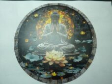 Bouddha plaque en métal ref 02