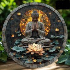 Bouddha plaque en métal ref 02