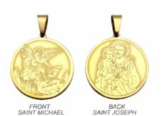 Collier pendentif protection Archange Michael st Michel et st Joseph ref or