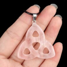 Collier pendentif Triquetra quartz rose